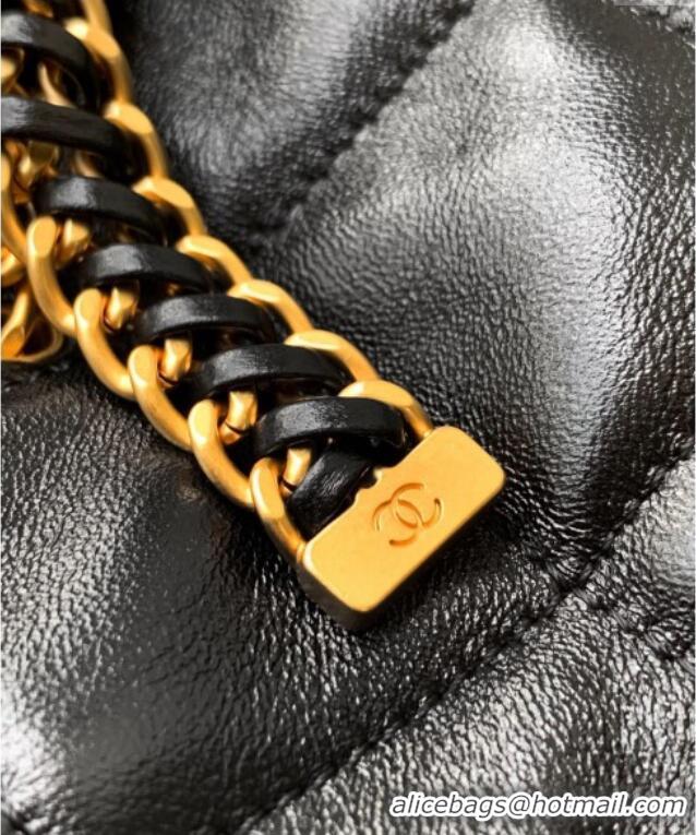 Free Shipping Chanel Quilted Lambskin Hobo Bag with Chain Buckle AS5411 Black 2025