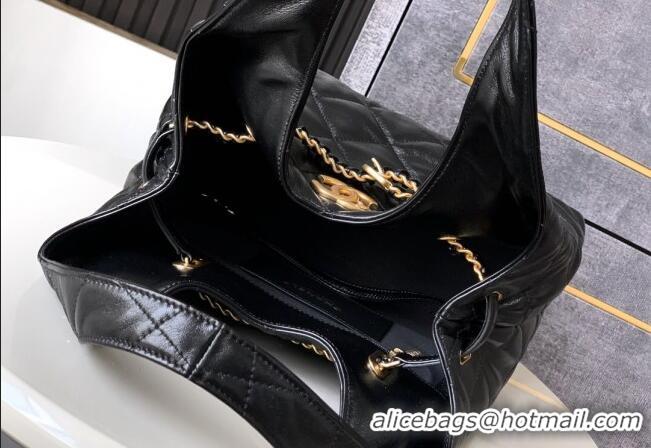 Free Shipping Chanel Quilted Lambskin Hobo Bag with Chain Buckle AS5411 Black 2025