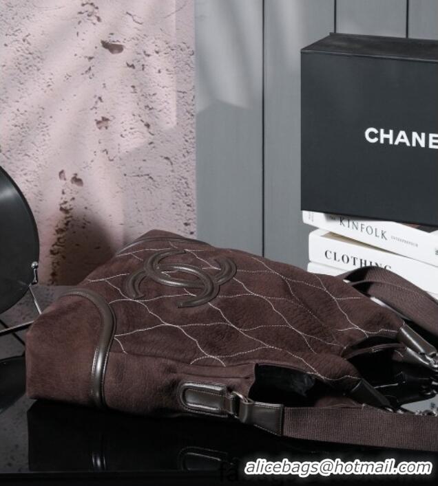 Top Quality Chanel Vintage Suede Shopping Bag CH052675 Brown 2025