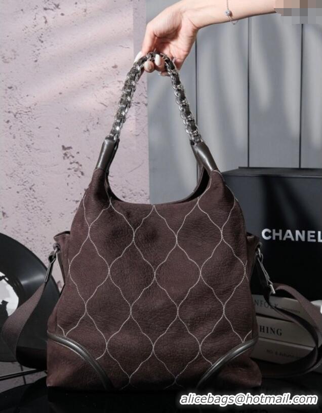 Top Quality Chanel Vintage Suede Shopping Bag CH052675 Brown 2025