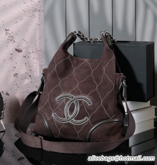 Top Quality Chanel Vintage Suede Shopping Bag CH052675 Brown 2025