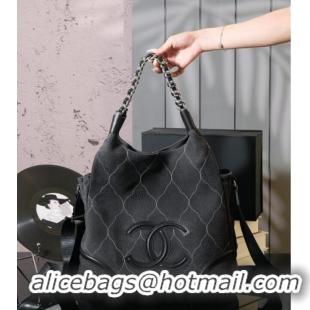 Best Price Chanel Vintage Suede Shopping Bag CH052675 Black 2025