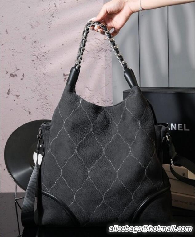 Best Price Chanel Vintage Suede Shopping Bag CH052675 Black 2025