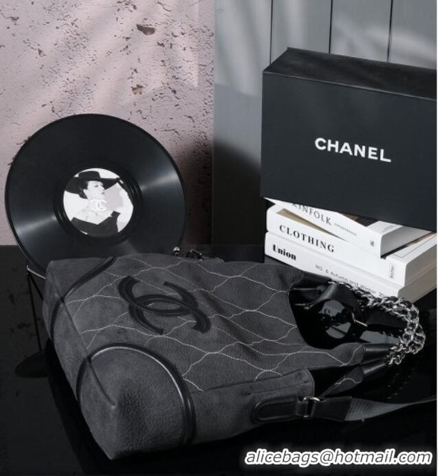 Best Price Chanel Vintage Suede Shopping Bag CH052675 Black 2025