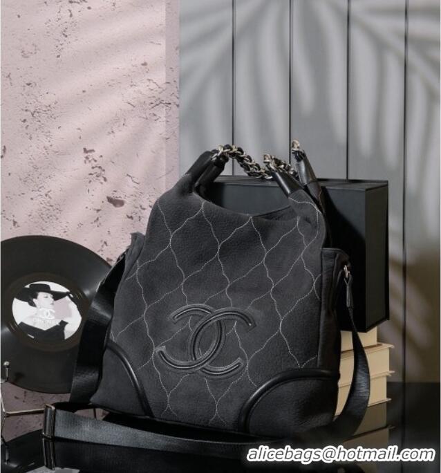 Best Price Chanel Vintage Suede Shopping Bag CH052675 Black 2025