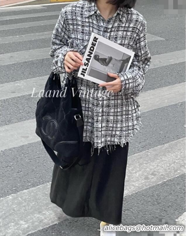Best Price Chanel Vintage Suede Shopping Bag CH052675 Black 2025