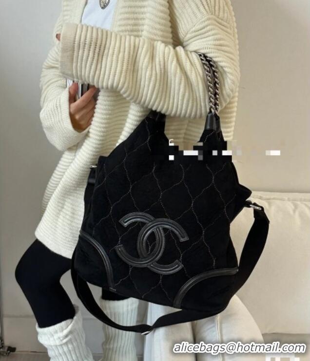 Best Price Chanel Vintage Suede Shopping Bag CH052675 Black 2025