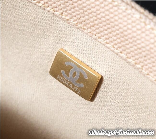 Top Design Chanel Vintage Embroidered Linen Flap Bag CH052679 Beige 2025