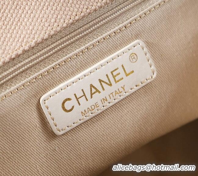 Top Design Chanel Vintage Embroidered Linen Flap Bag CH052679 Beige 2025