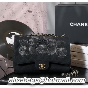 Top Grade Chanel Vintage Embroidered Linen Flap Bag CH052679 Black 2025