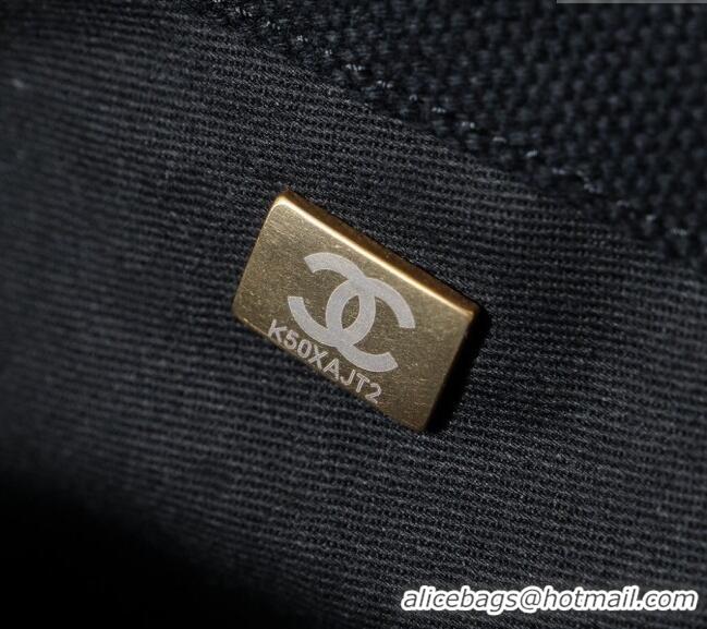 Top Grade Chanel Vintage Embroidered Linen Flap Bag CH052679 Black 2025