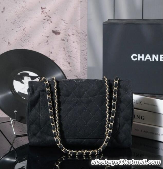 Top Grade Chanel Vintage Embroidered Linen Flap Bag CH052679 Black 2025