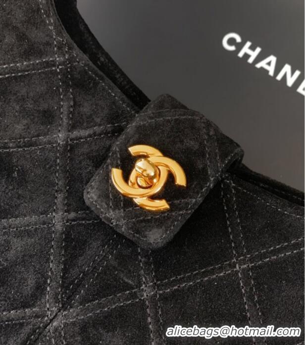 Well Crafted Chanel Vintage Quilted Suede Hobo Bag CH052681 Black 2025