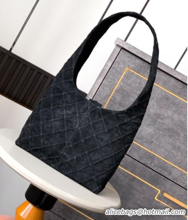 Well Crafted Chanel Vintage Quilted Suede Hobo Bag CH052681 Black 2025