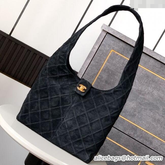 Well Crafted Chanel Vintage Quilted Suede Hobo Bag CH052681 Black 2025
