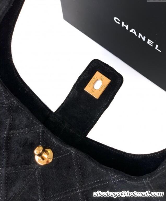 Well Crafted Chanel Vintage Quilted Suede Hobo Bag CH052681 Black 2025