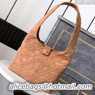 Luxury Cheap Chanel Vintage Quilted Suede Hobo Bag CH052681 Brown 2025