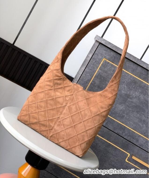 Luxury Cheap Chanel Vintage Quilted Suede Hobo Bag CH052681 Brown 2025