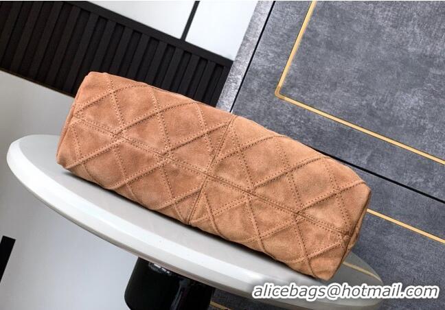 Luxury Cheap Chanel Vintage Quilted Suede Hobo Bag CH052681 Brown 2025