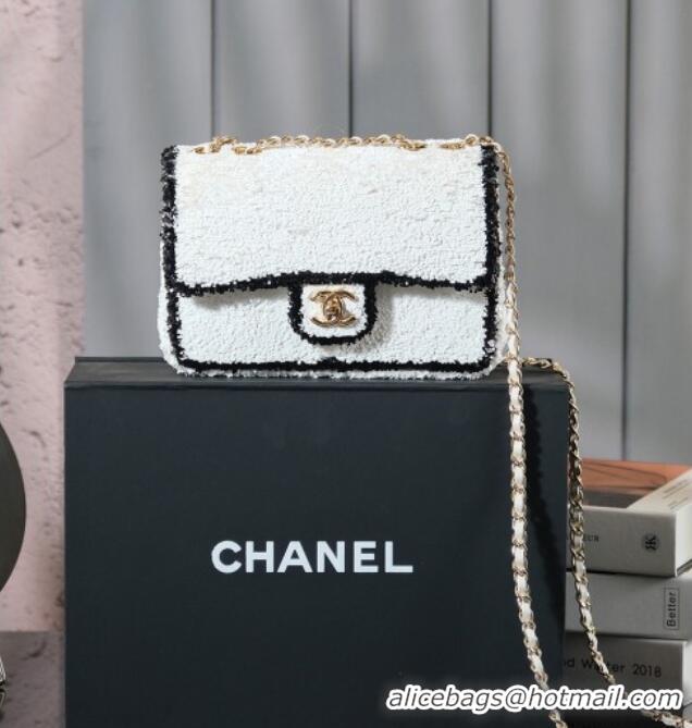 Big Discount Chanel Sequins Mini Classic Flap Bag A69900 White 2025