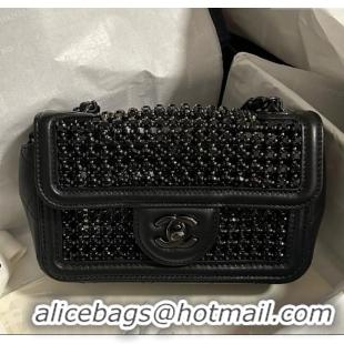 Big Discount Chanel Strass & Lambskin Mini Flap Bag CH052685 All Black 2025