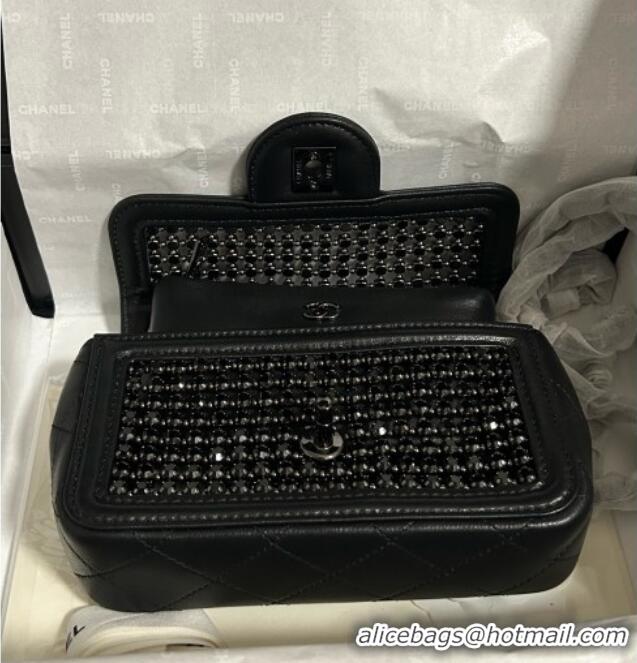 Big Discount Chanel Strass & Lambskin Mini Flap Bag CH052685 All Black 2025