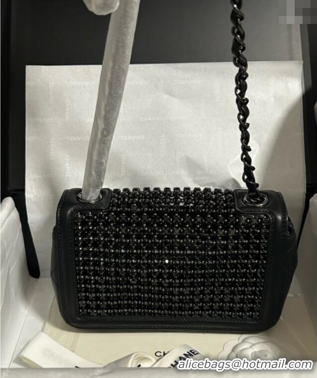 Big Discount Chanel Strass & Lambskin Mini Flap Bag CH052685 All Black 2025