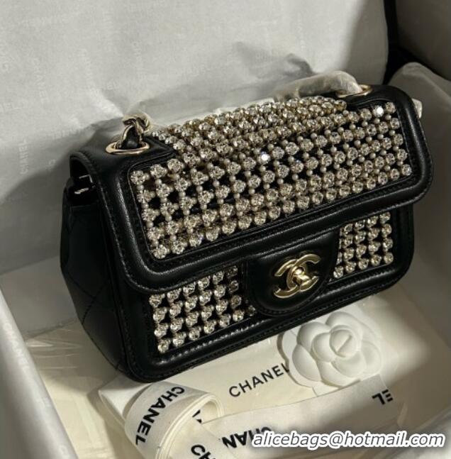 Most Popular Chanel Strass & Lambskin Mini Flap Bag Leather CH052685 Black 2025