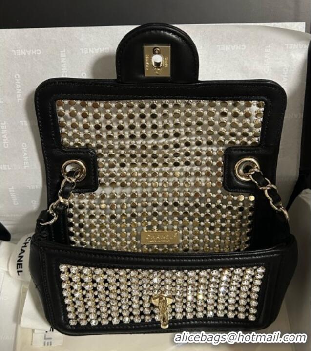 Most Popular Chanel Strass & Lambskin Mini Flap Bag Leather CH052685 Black 2025