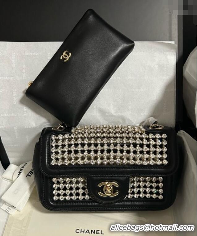 Most Popular Chanel Strass & Lambskin Mini Flap Bag Leather CH052685 Black 2025