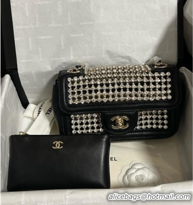 Most Popular Chanel Strass & Lambskin Mini Flap Bag Leather CH052685 Black 2025