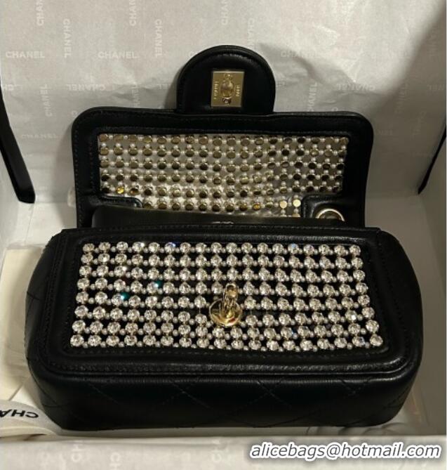 Most Popular Chanel Strass & Lambskin Mini Flap Bag Leather CH052685 Black 2025