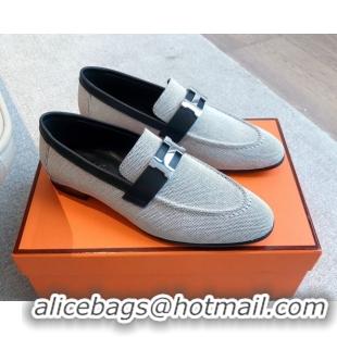 Purchase Hermes Paris Loafers in Calfskin and Canvas Black 0419115