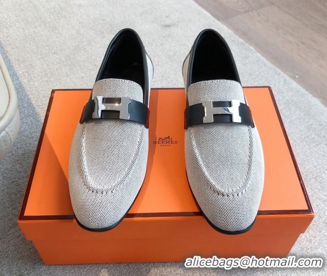 Purchase Hermes Paris Loafers in Calfskin and Canvas Black 0419115