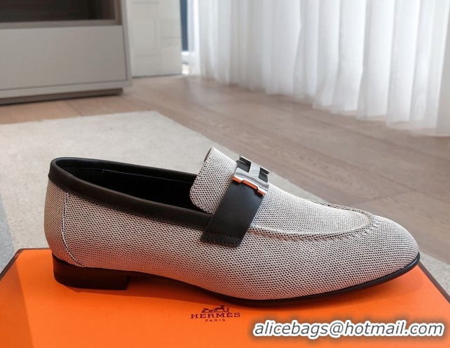Purchase Hermes Paris Loafers in Calfskin and Canvas Black 0419115