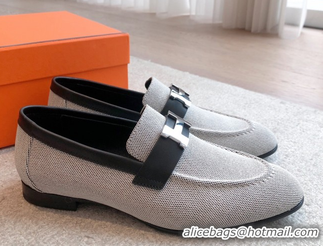 Purchase Hermes Paris Loafers in Calfskin and Canvas Black 0419115
