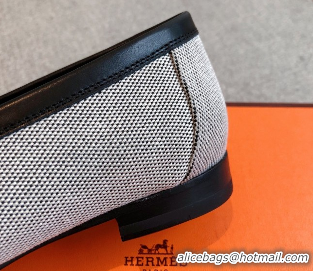 Purchase Hermes Paris Loafers in Calfskin and Canvas Black 0419115