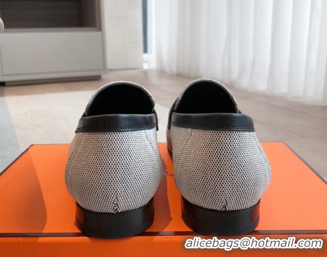 Purchase Hermes Paris Loafers in Calfskin and Canvas Black 0419115