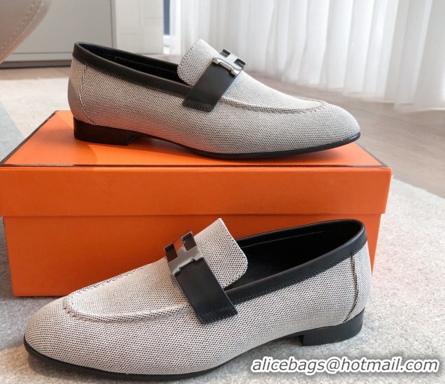 Purchase Hermes Paris Loafers in Calfskin and Canvas Black 0419115