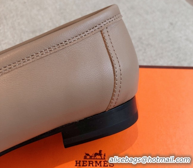 Good Quality Hermes Royal Loafers in Calfskin Leather with Fringe Elephant Grey 0419118