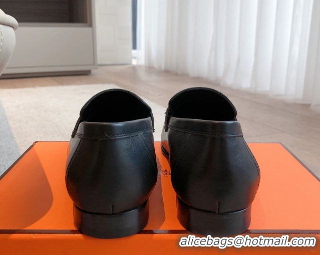 Grade Quality Hermes Royal Loafers in Calfskin Leather with Fringe Black/White 0419119