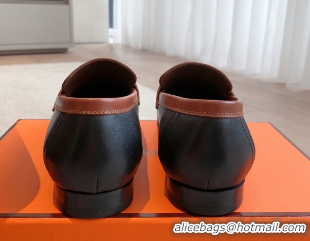 Low Price Hermes Royal Loafers in Calfskin Leather with Fringe Black/Brown 0419122