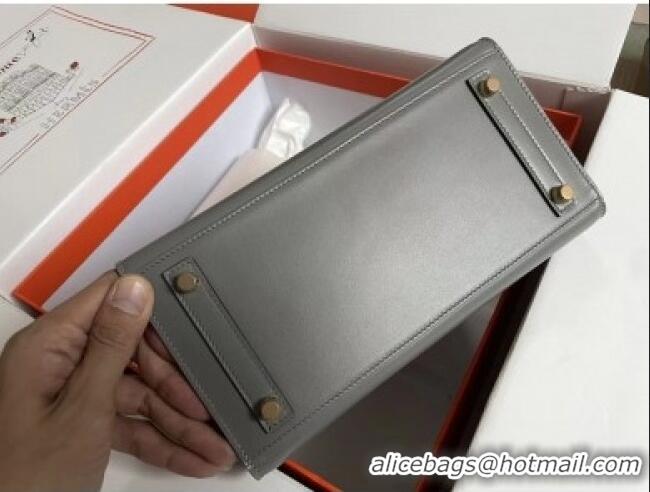Famous Brand Hermes Birkin Sellier 25cm Bag in Original Box Leather H025 Grey 2025 (Full Handmade)