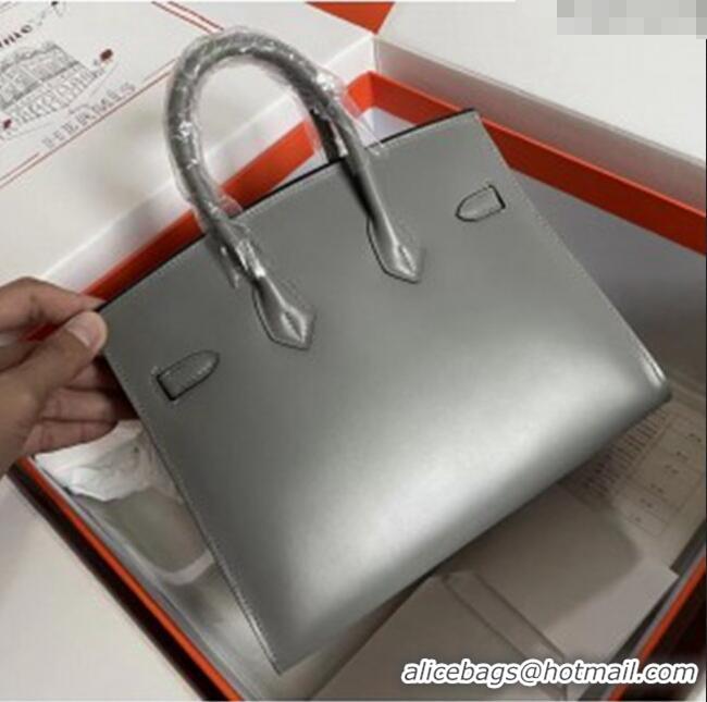 Famous Brand Hermes Birkin Sellier 25cm Bag in Original Box Leather H025 Grey 2025 (Full Handmade)