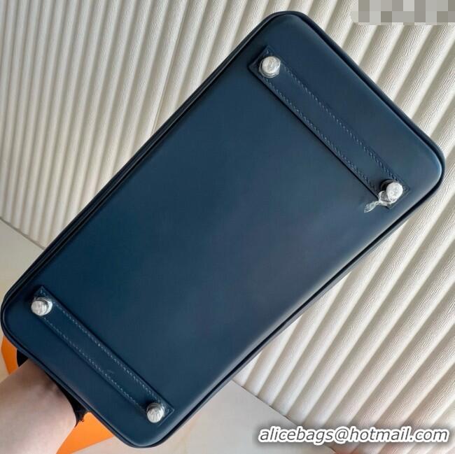 Top Quality Hermes Birkin 25cm Bag in Original Box Leather H025 7P Prussian Blue/Silver 2025 (Full Handmade)