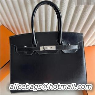 Top Quality Hermes Birkin Sellier 25cm Bag in Original Box Leather CK89 Black/Silver 2025 (Full Handmade)