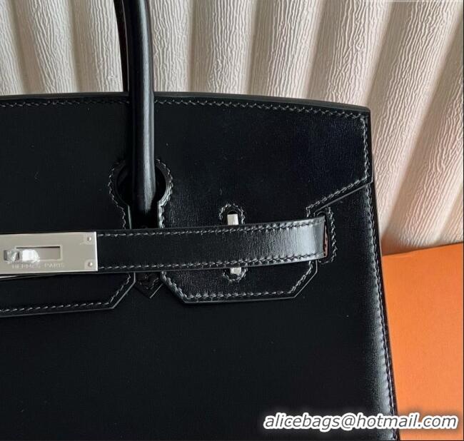 Top Quality Hermes Birkin Sellier 25cm Bag in Original Box Leather CK89 Black/Silver 2025 (Full Handmade)