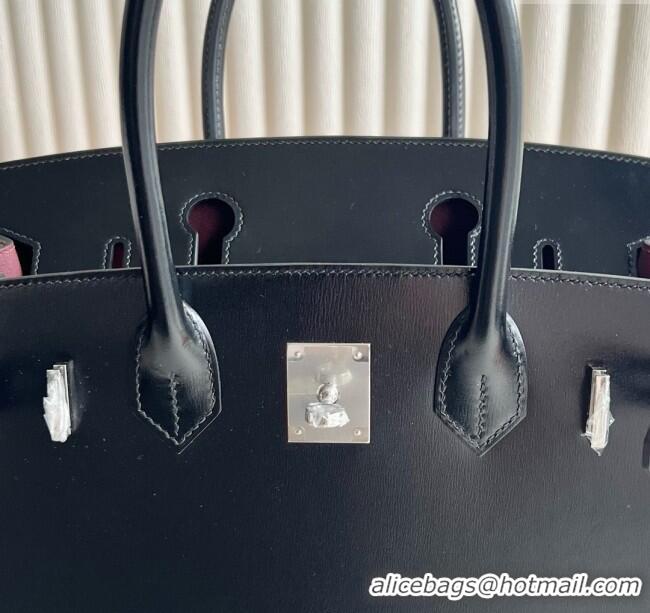 Top Quality Hermes Birkin Sellier 25cm Bag in Original Box Leather CK89 Black/Silver 2025 (Full Handmade)