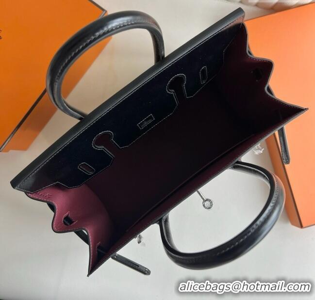 Top Quality Hermes Birkin Sellier 25cm Bag in Original Box Leather CK89 Black/Silver 2025 (Full Handmade)