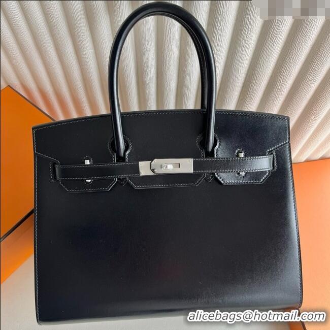 Top Quality Hermes Birkin Sellier 25cm Bag in Original Box Leather CK89 Black/Silver 2025 (Full Handmade)
